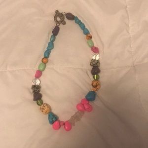 Chunky rock stone statement necklace bright